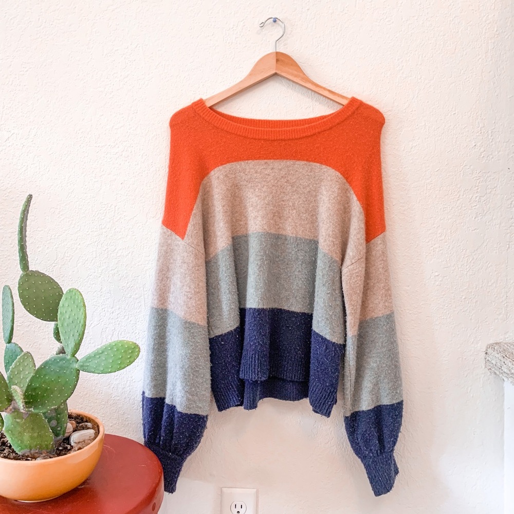 MADEWELL COLOR-BLOCK SWEATER SIZE MEDIUM